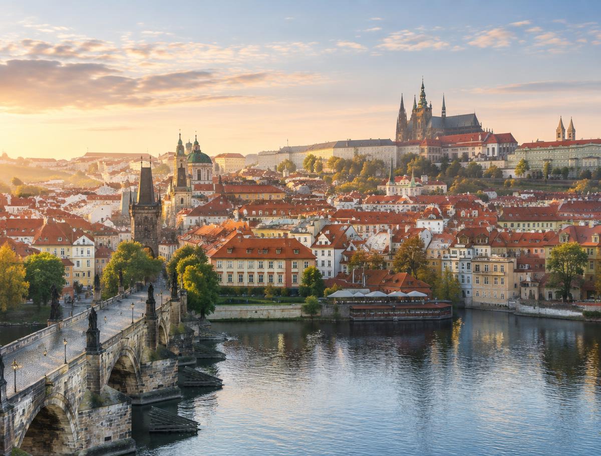Prague's spires and the Vltava
